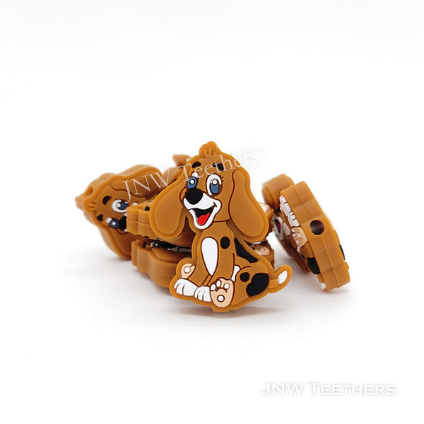 Brown Dog Silicone Beads, Animal Silicone Beads Wholesale