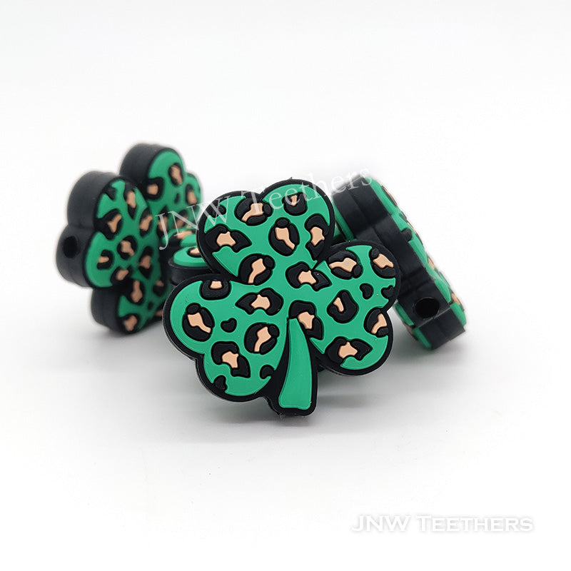 Dalmatian clover St. Patrick's day silicone focal beads