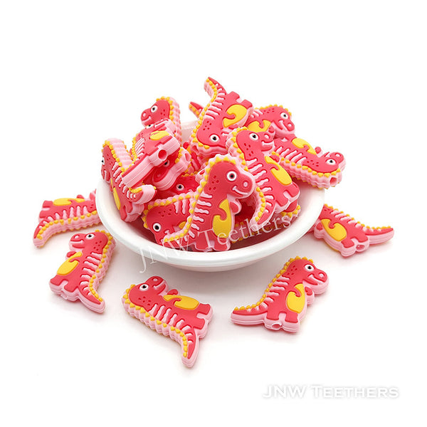 Pink   Food Grade Silicone Dino Beads
