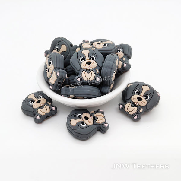 Silicone puppy focal beads dim gray
