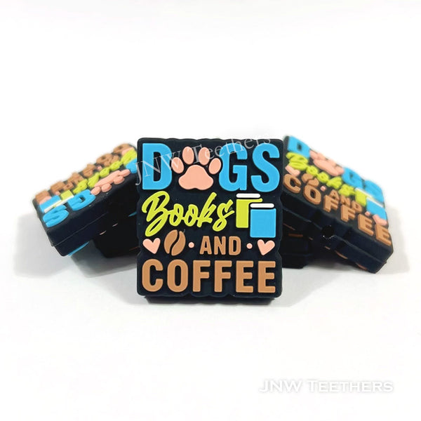 Dogs books and coffee silicone focal beads