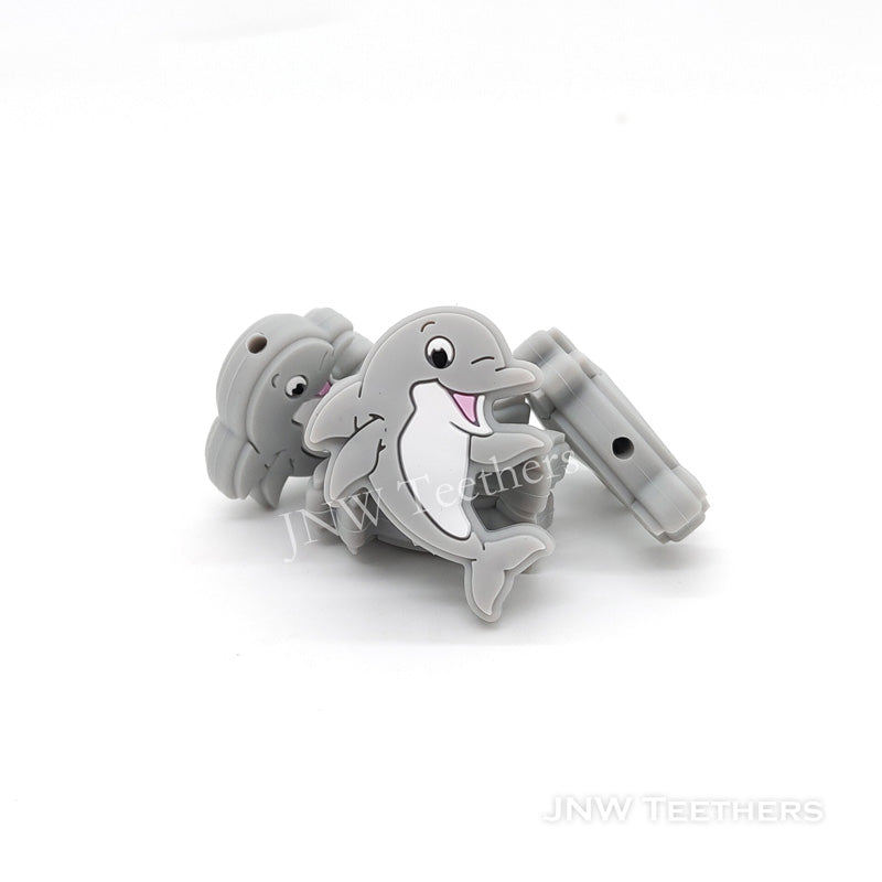Gray Dolphin silicone focal beads