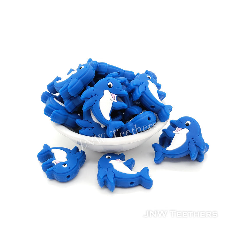 Navy blue dolphin silicone focal beads