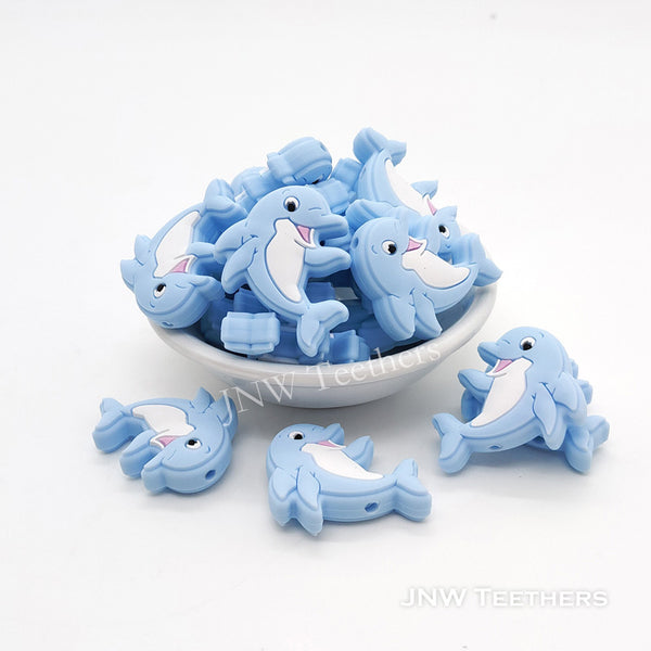 Light blue dolphin silicone focal beads