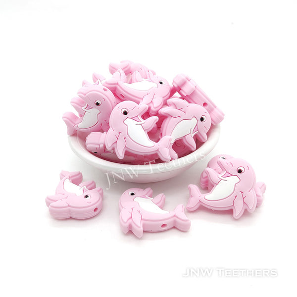Pink Dolphin silicone focal beads