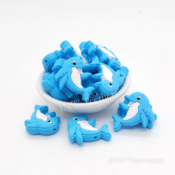 Sky blue dolphin silicone focal beads