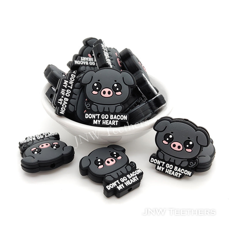 Don't go bacon my heart pig silicone focal beads