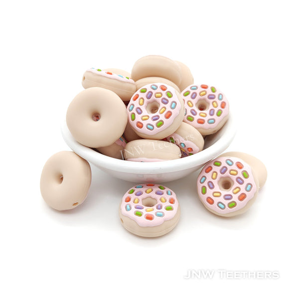 Donut-Fokalperlen aus Silikon pink