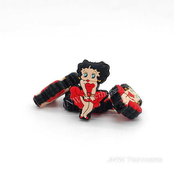 Red Charming dancing Girl Silicone Focal Beads, Silicone Focal Beads, Silicone Beads Wholesale