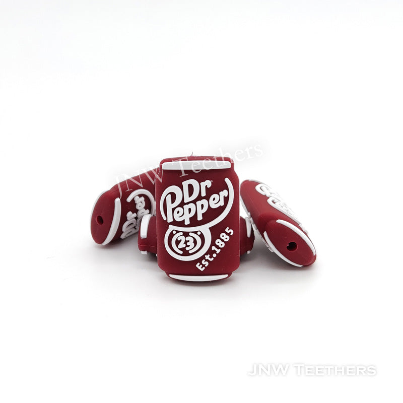 Dr. Pepper soda silicone focal beads