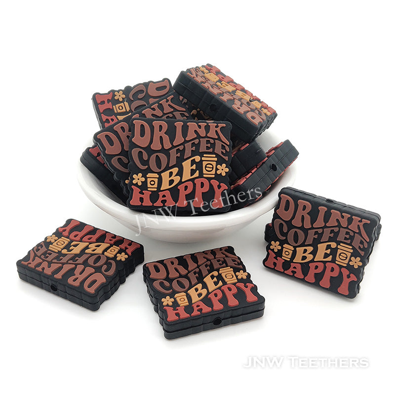 Drink coffee be happy silicone focal beads