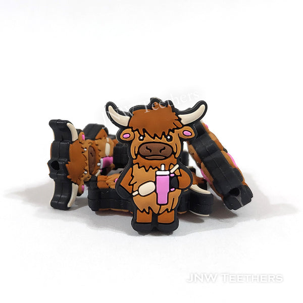 Drinking highland cow silicone focal beads