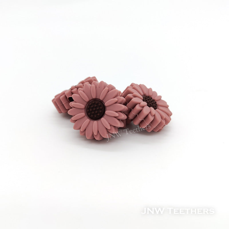 Dusty Rose 20mm Mini Daisy Silicone Focal Beads