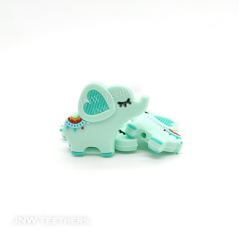 Mint  Elephant Silicone Beads, Silicone Focal Beads