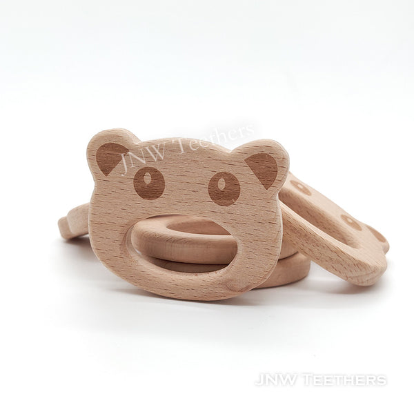 JNW Teethers engraved bear wooden teether