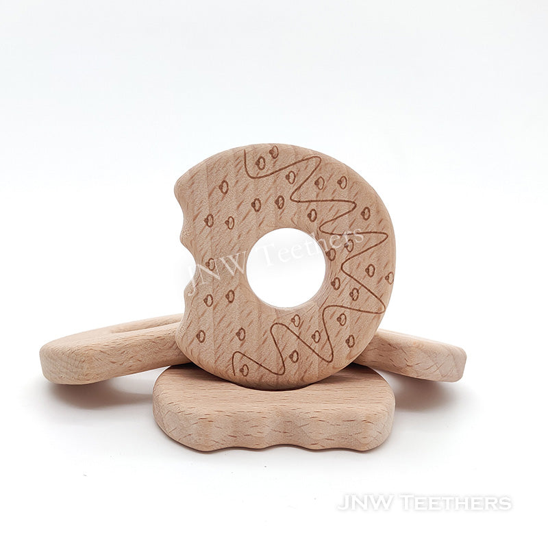 JNW Teethers Engraved donut wooden teether