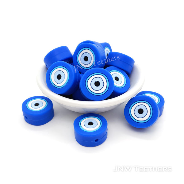 Evil eyes silicone focal beads Blue
