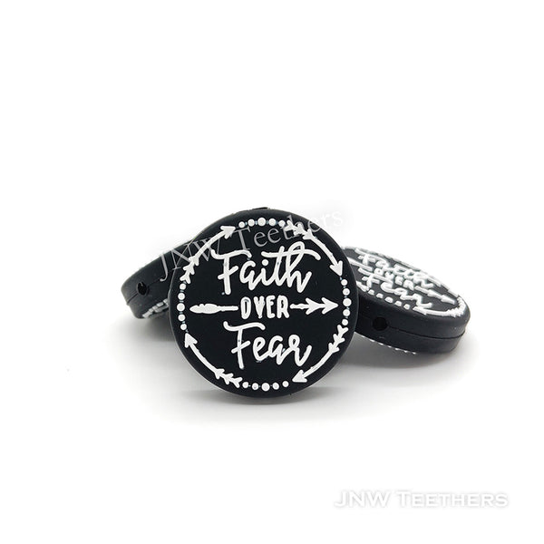 White Faith Over Fear Silicone Focal Beads