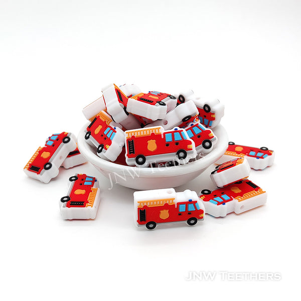 Fire truck silicone focal beads