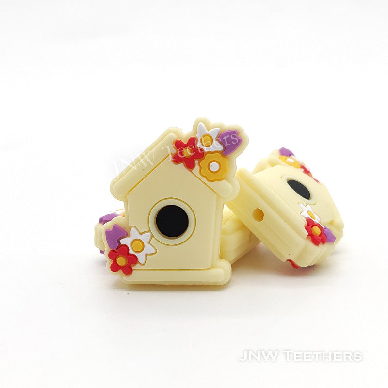 Pack 5 Flowers Birdhouse Silicone Focal Beads