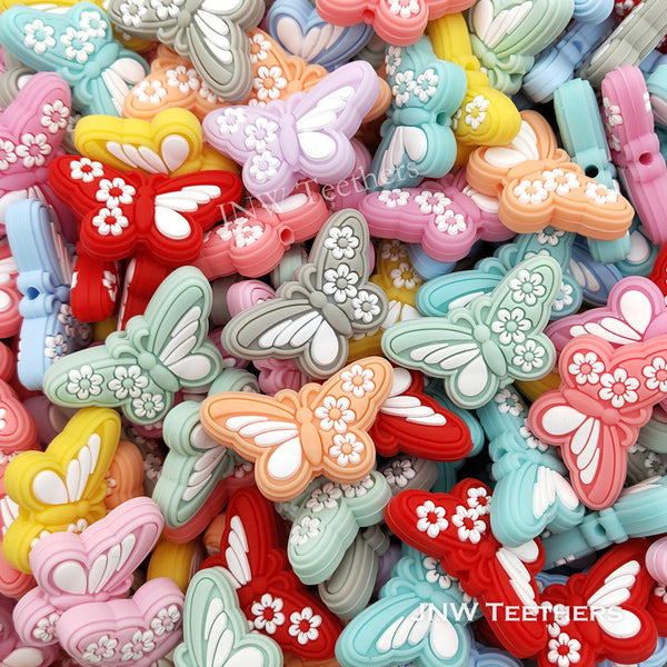 Flower butterfly silicone focal beads