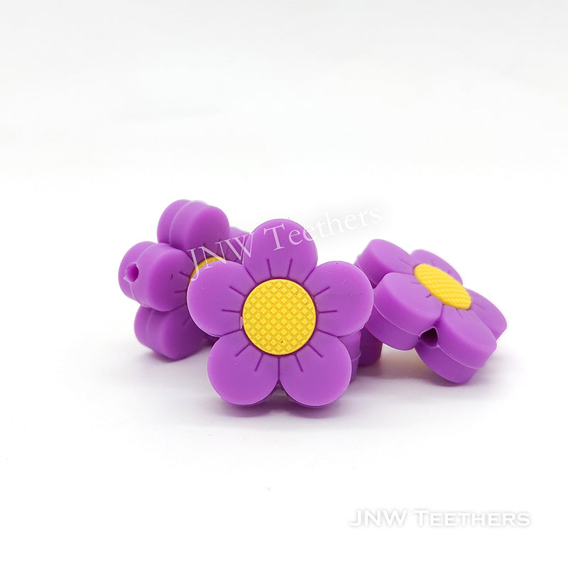Purple Bicolor Sunflower Silicone Focal Beads