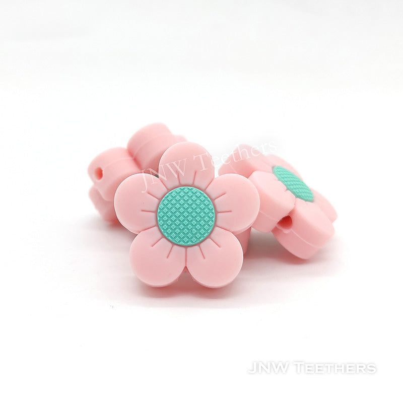 Bicolor Sunflower Silicone Focal Beads