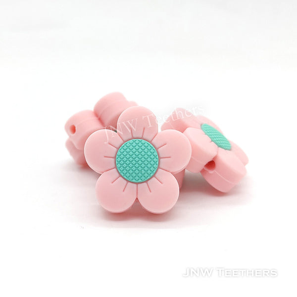 Daisy Flower Silicone Focal Beads pink