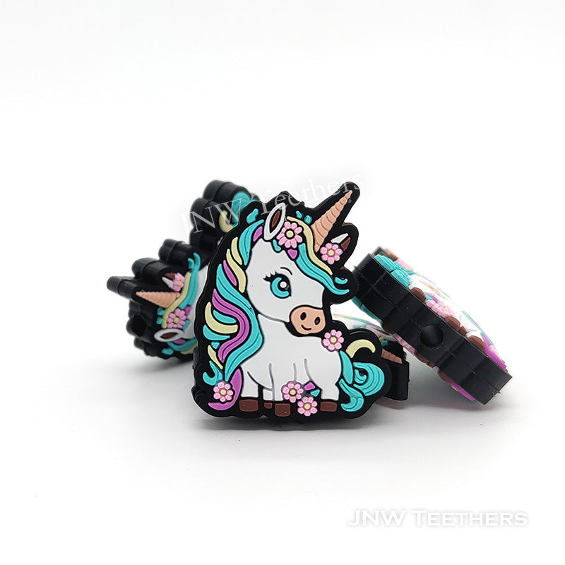 JNW Teethers Flowers unicorn silicone focal beads
