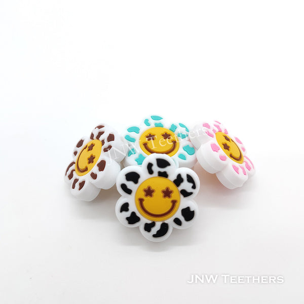 Smiling Flowers Silicone Focal Beads
