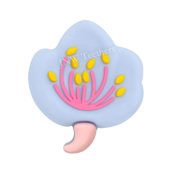 Flowers silicone focal beads light blue