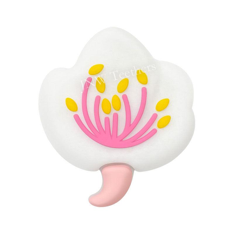 Flowers silicone focal beads white