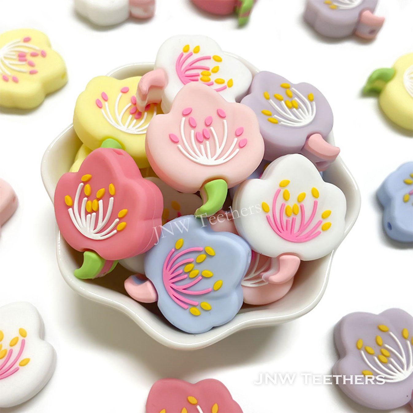 Flowers silicone focal beads