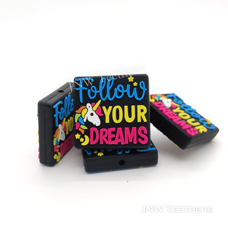 Follow your dreams unicorn silicone focal beads