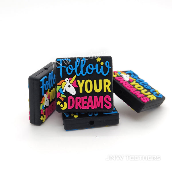 Follow your dreams unicorn silicone focal beads