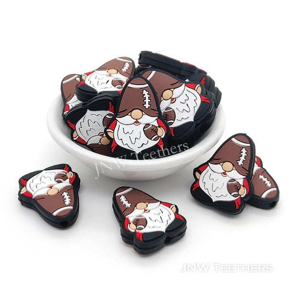 Football gnome silicone focal beads