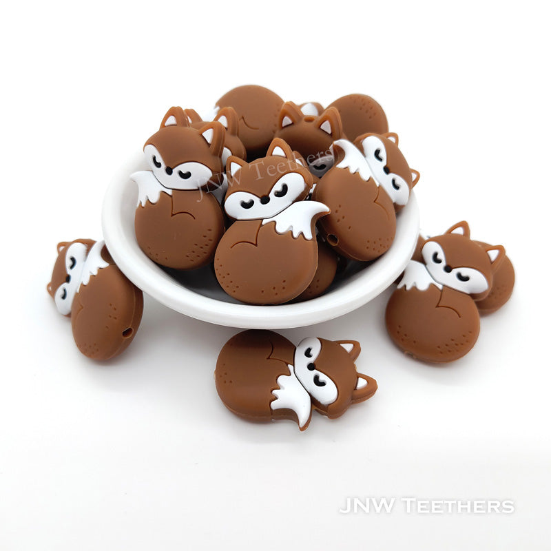 Brown fox silicone focal beads