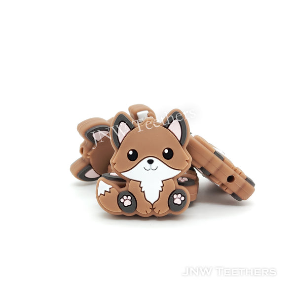 brown fox silicone focal beads