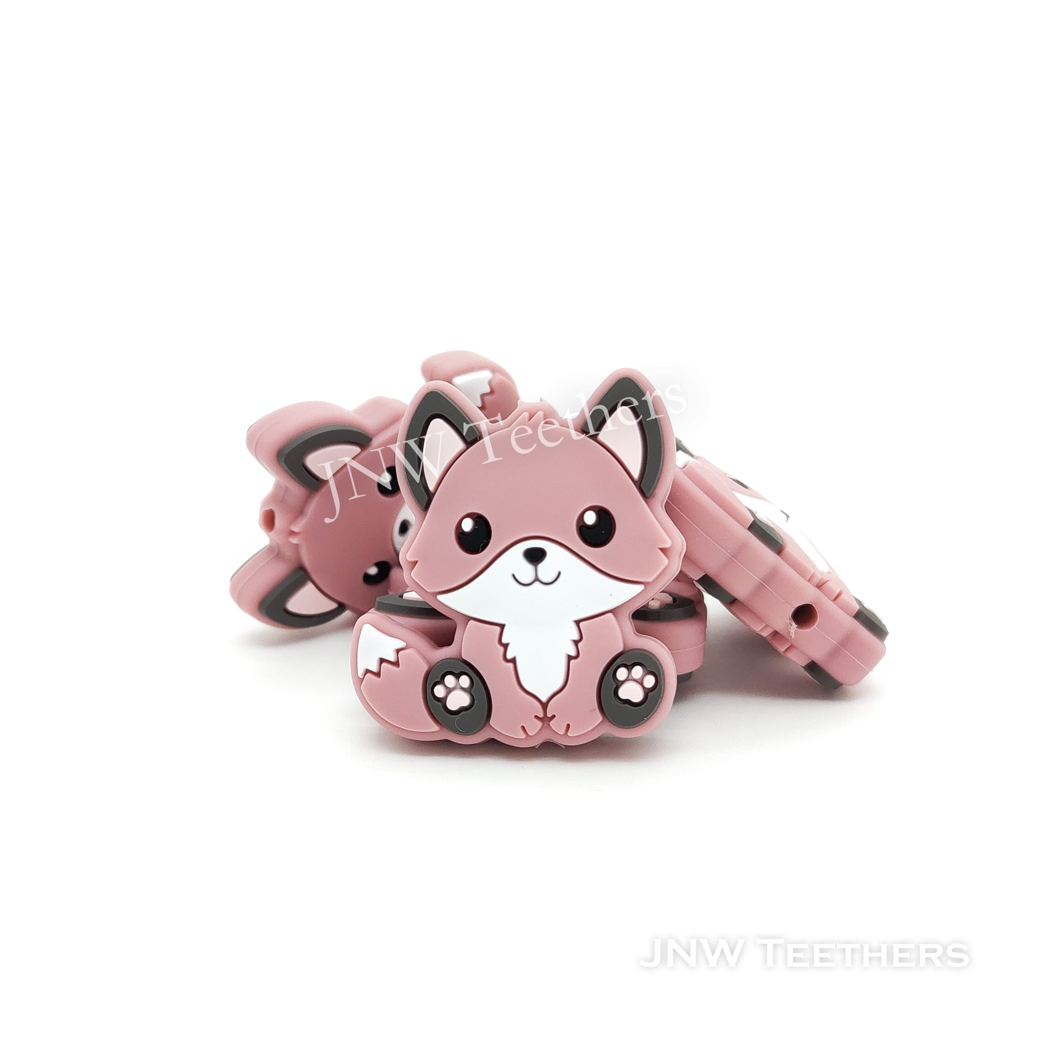 dusty pink fox silicone focal beads