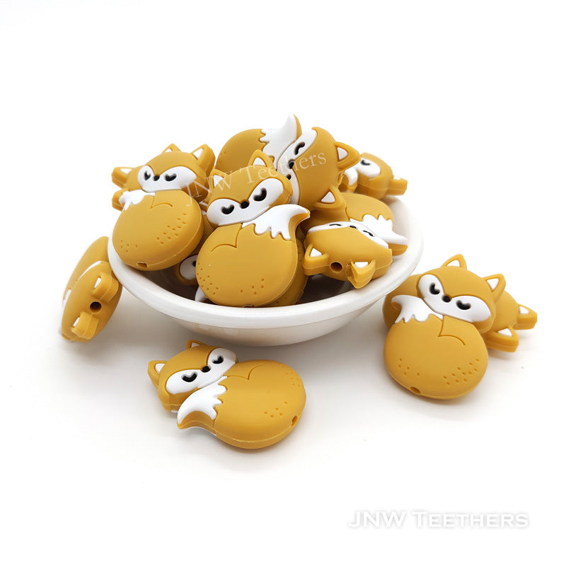 mustard fox silicone focal beads