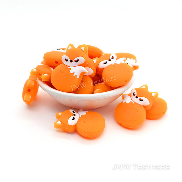 Orange fox silicone focal beads