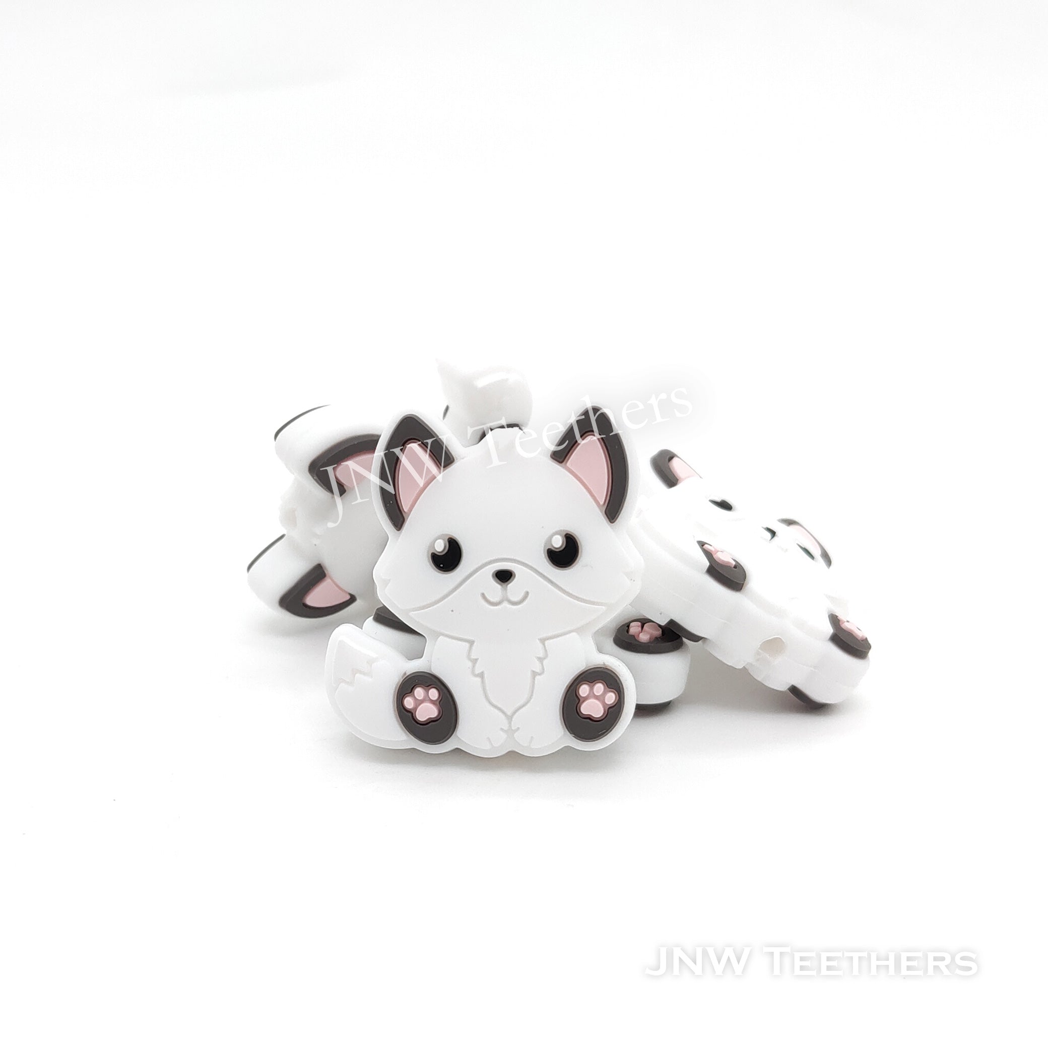 white fox silicone focal beads