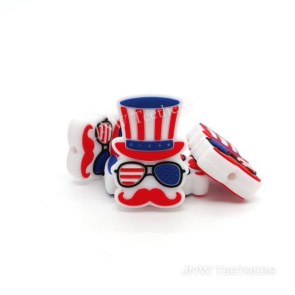 Funny glasses mustache silicone focal beads