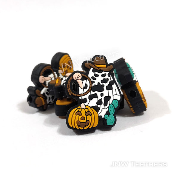 Pumpkin ghost cowboy silicone focal beads