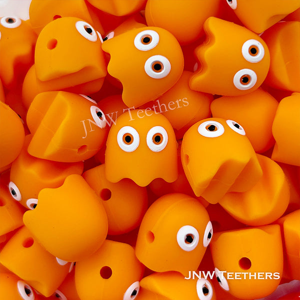 Orange ghost silicone focal beads