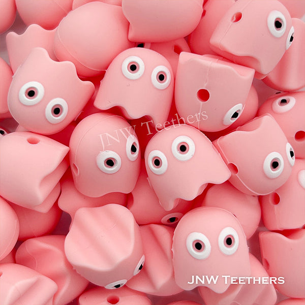 Pink ghost silicone focal beads