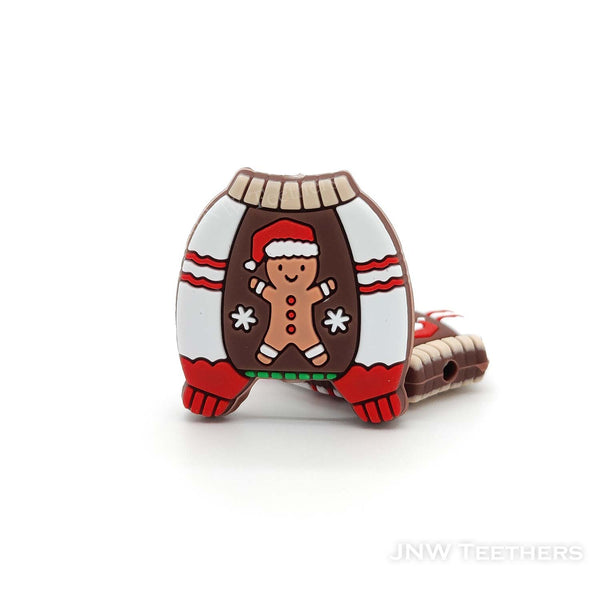 Gingerbread man pattern sweater silicone focal beads