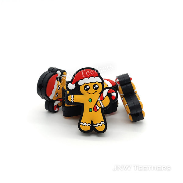 Christmas Gingerbread man Silicone Focal Beads