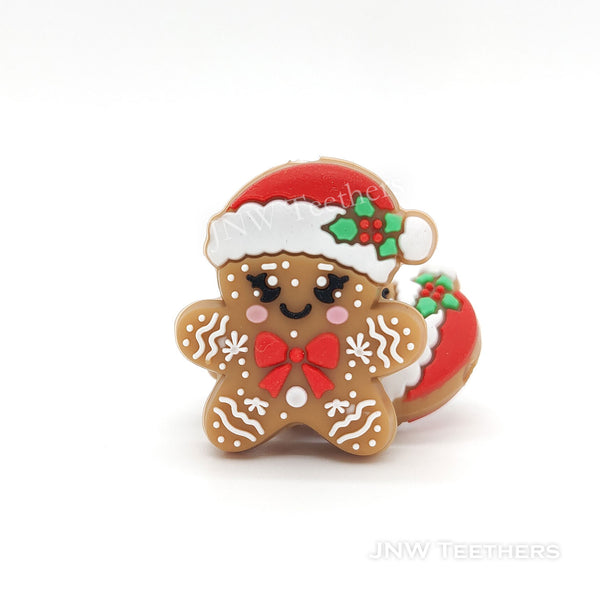 Gingerbread man silicone focal beads