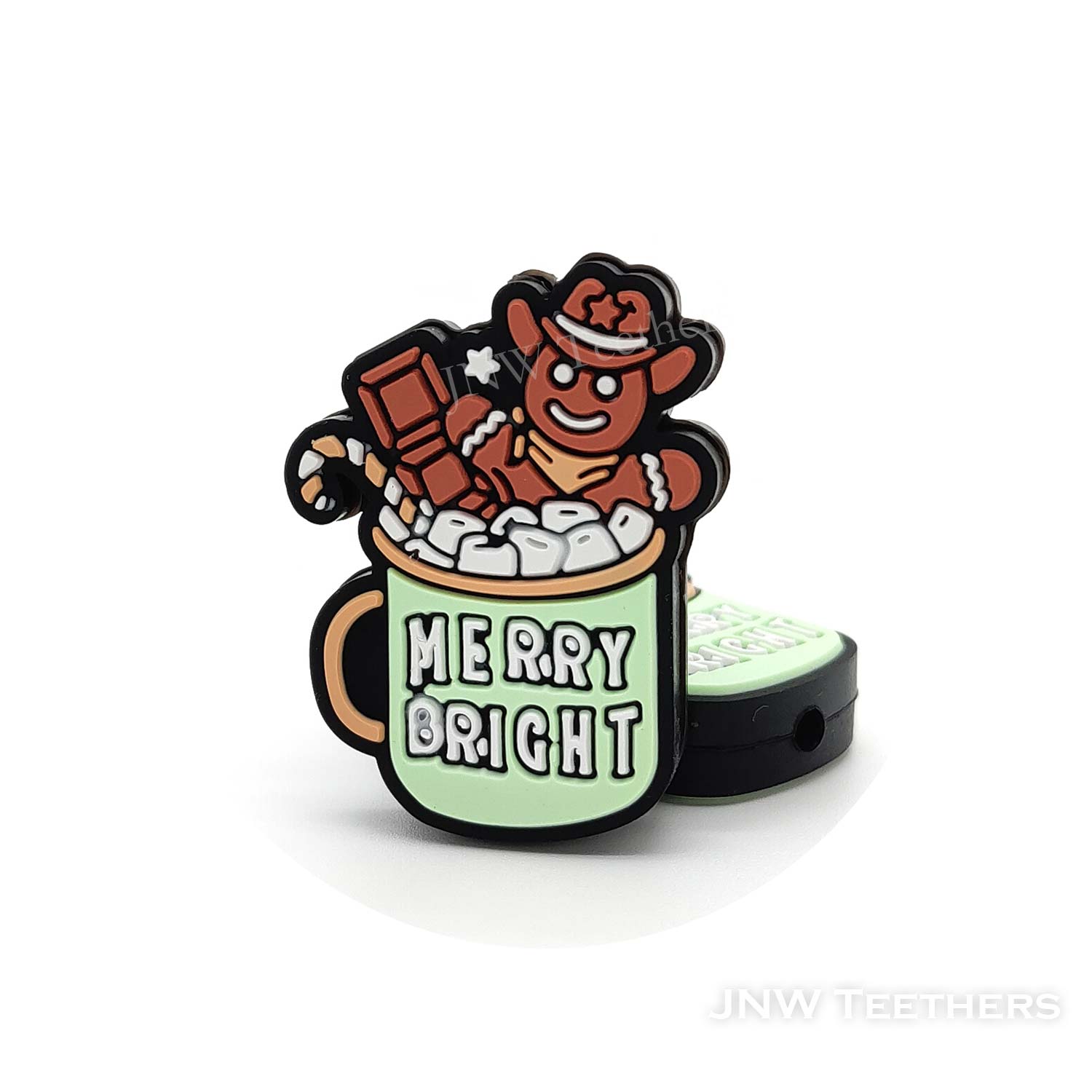 Gingerbread Merry Bright coffee silicone focal beads